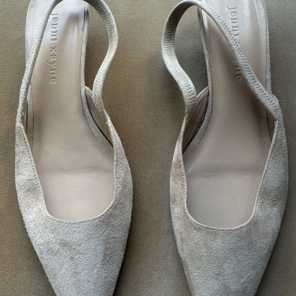 Jenni Kayne Women's Cream Suede Slingback Shoes